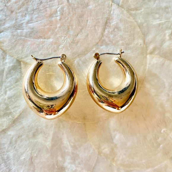3 For $25 Gold Tone Small Teardrop Hoop Earrings - Picture 2 of 3